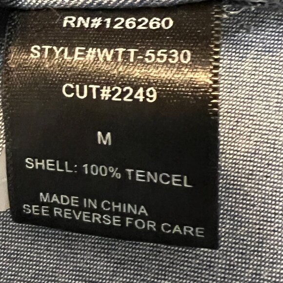 Velvet Heart Denim Shirt Dress Medium Blue Tencel Roll Tab Sleeve Belted Csual - Picture 5 of 9